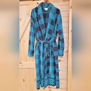 TJ Lawford teal/black women's robe- Large